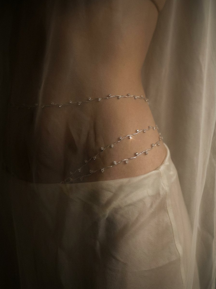 Spring Entwined — silver waist chain with three falling chains